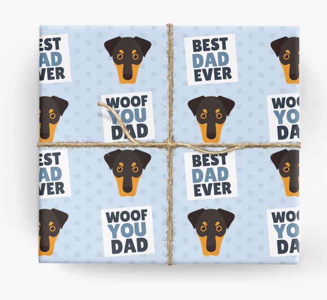 'Woof You Dad' - Personalized {breedFullName} Wrapping Paper
