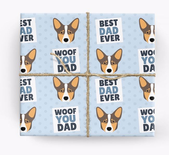 'Woof You Dad' - Personalized {breedFullName} Wrapping Paper