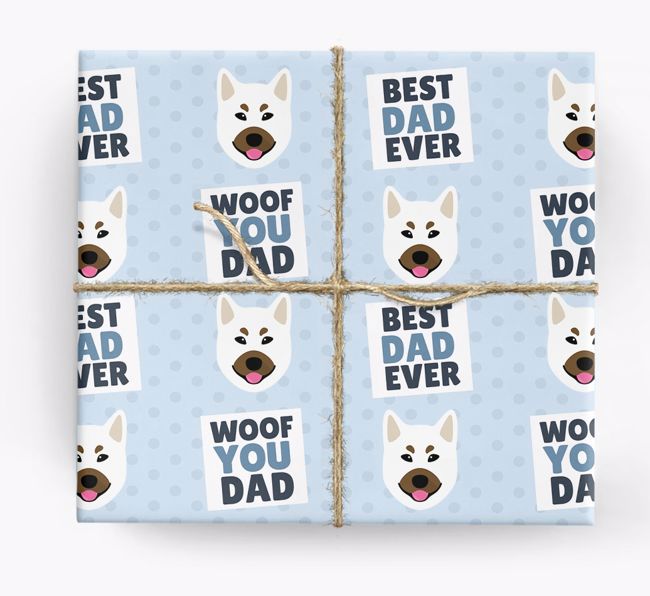 'Woof You Dad' - Personalized {breedFullName} Wrapping Paper