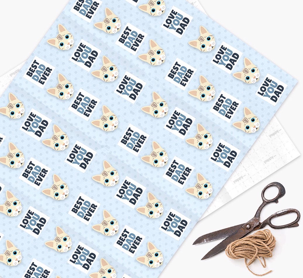 'Love You Dad' - Personalised {breedCommonName} Wrapping Paper - flat