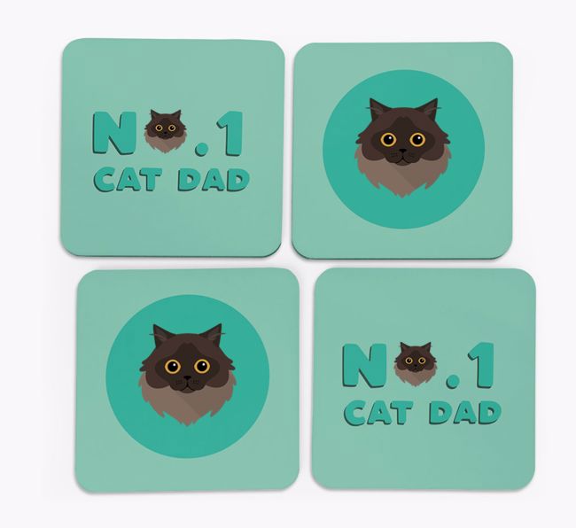 'No. 1 Cat Dad' - Personalized {breedFullName} Coasters (Set of 4)