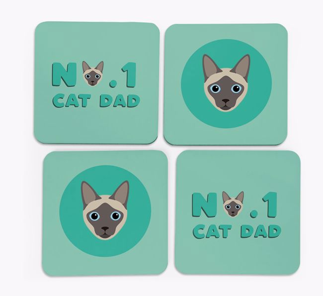 'No. 1 Cat Dad' - Personalized {breedFullName} Coasters (Set of 4)