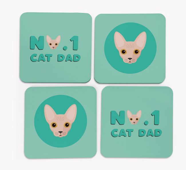 'No. 1 Cat Dad' - Personalised {breedFullName} Coasters (Set of 4)