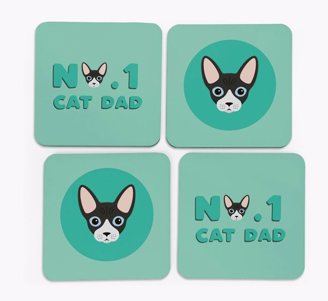 'No. 1 Cat Dad' - Personalized {breedFullName} Coasters (Set of 4)