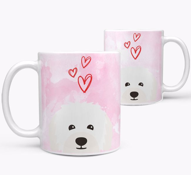 Peeking {breedFullName} Icon and Hearts Mug