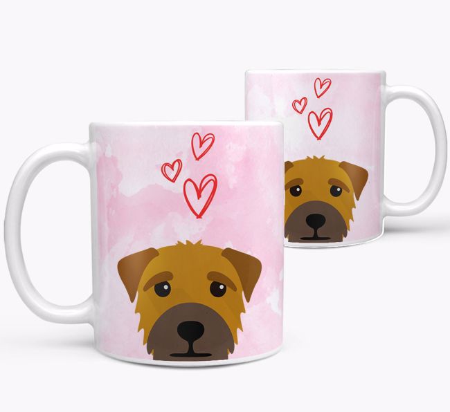 Peeking {breedFullName} Icon and Hearts Mug