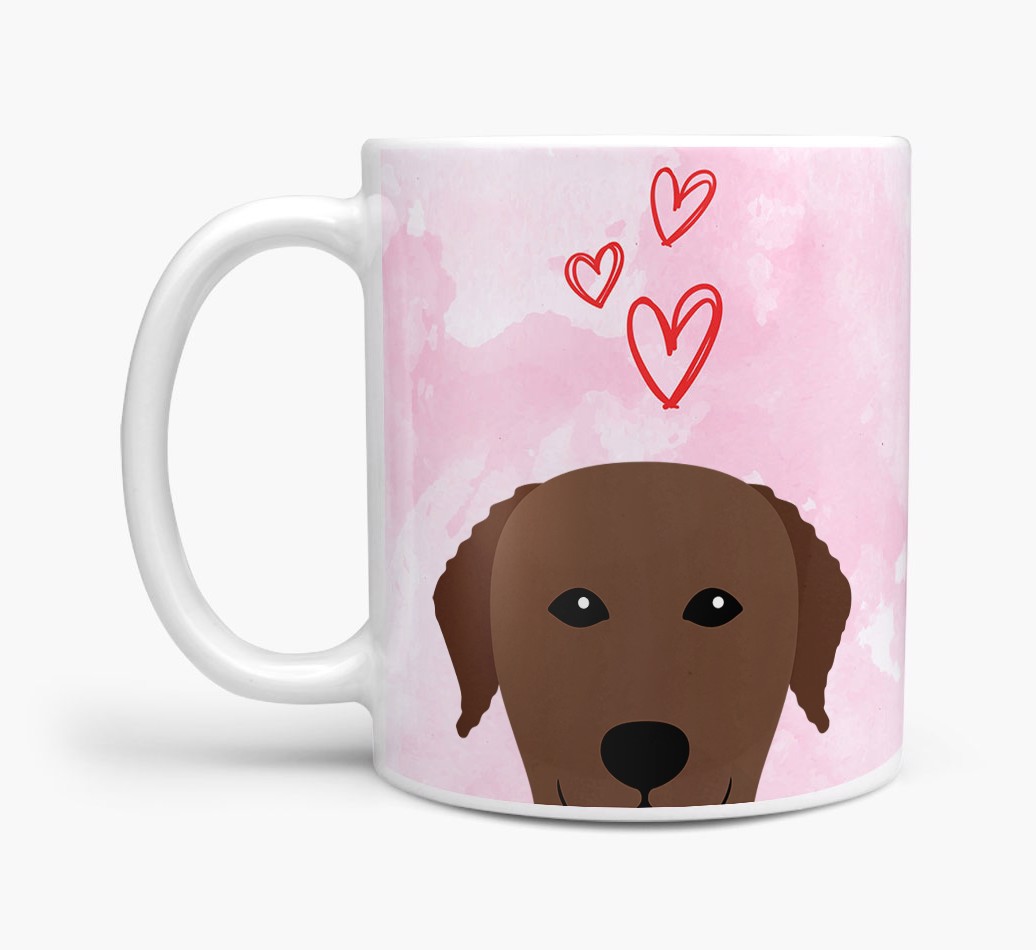 'Peeking {breedShortName} & Hearts' - Personalized {breedFullName} Mug - Side View