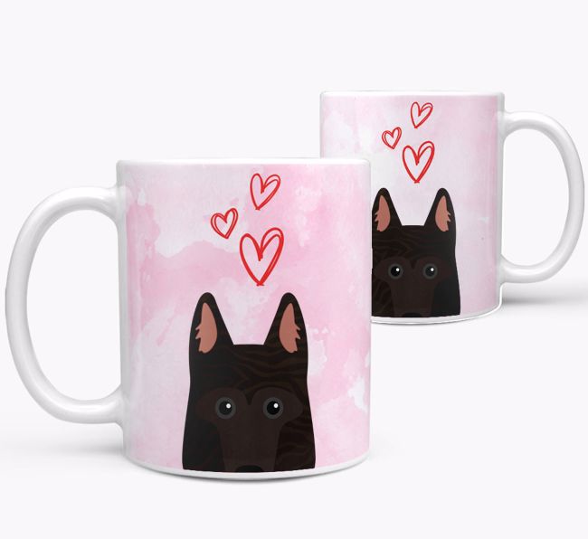 Peeking {breedFullName} Icon and Hearts Mug