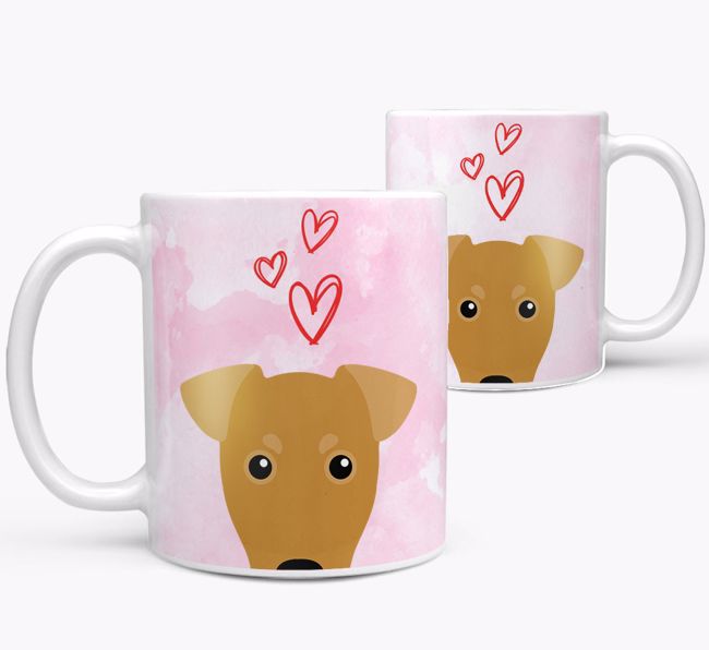 Peeking {breedFullName} Icon and Hearts Mug