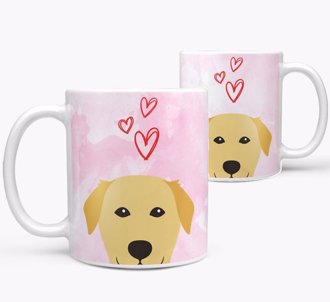 Peeking {breedFullName} Icon and Hearts Mug