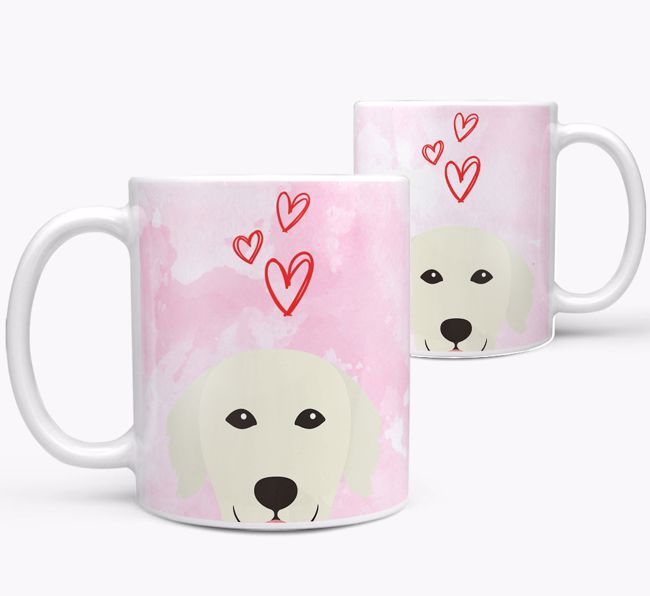 Peeking {breedFullName} Icon and Hearts Mug