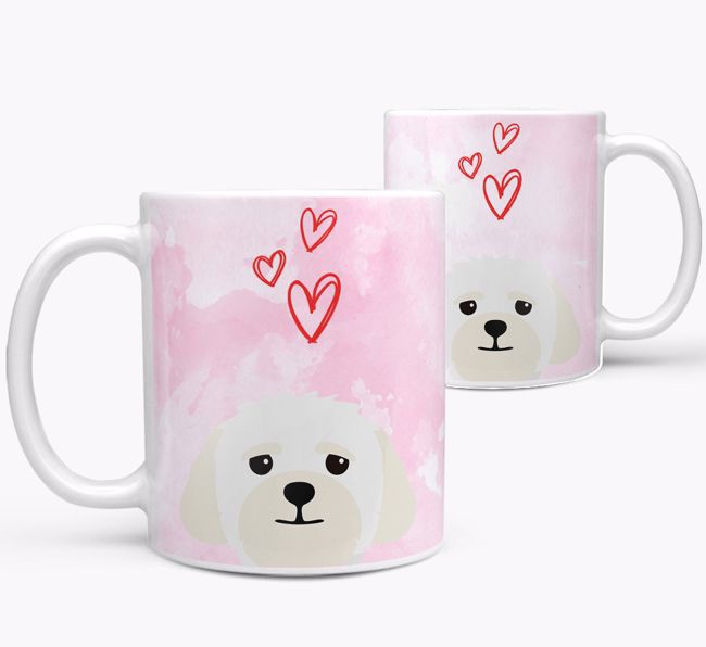 Peeking {breedFullName} Icon and Hearts Mug