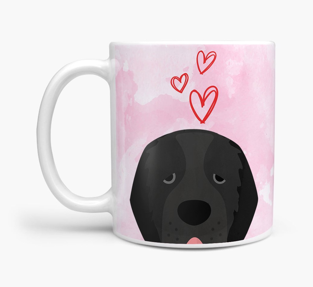 'Peeking {breedShortName} & Hearts' - Personalized {breedFullName} Mug - Side View