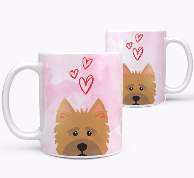 Peeking {breedFullName} Icon and Hearts Mug