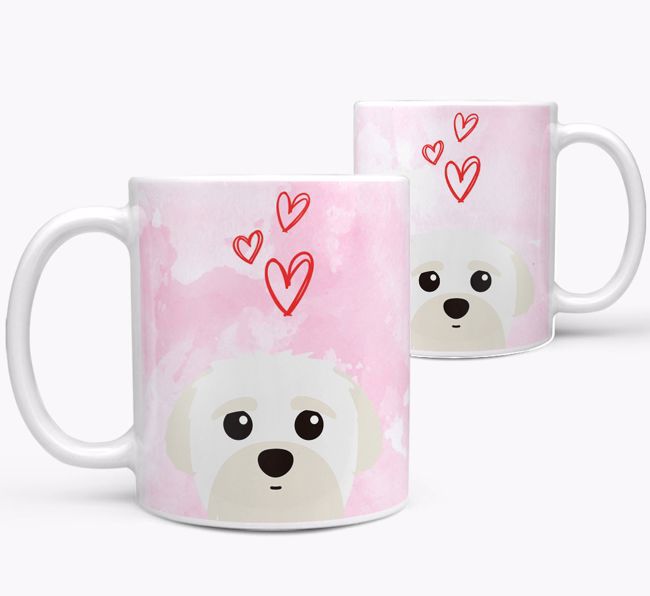 Peeking {breedFullName} Icon and Hearts Mug