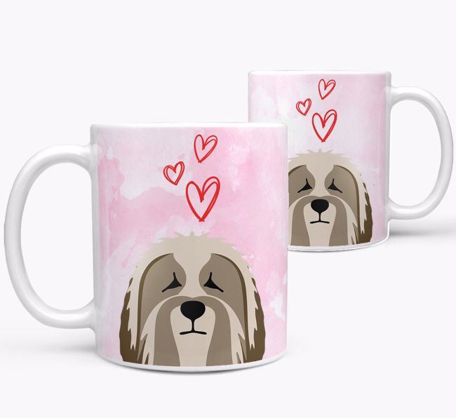 Peeking {breedFullName} Icon and Hearts Mug