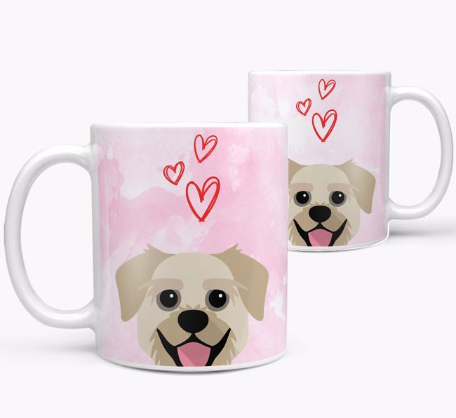 Peeking {breedFullName} Icon and Hearts Mug