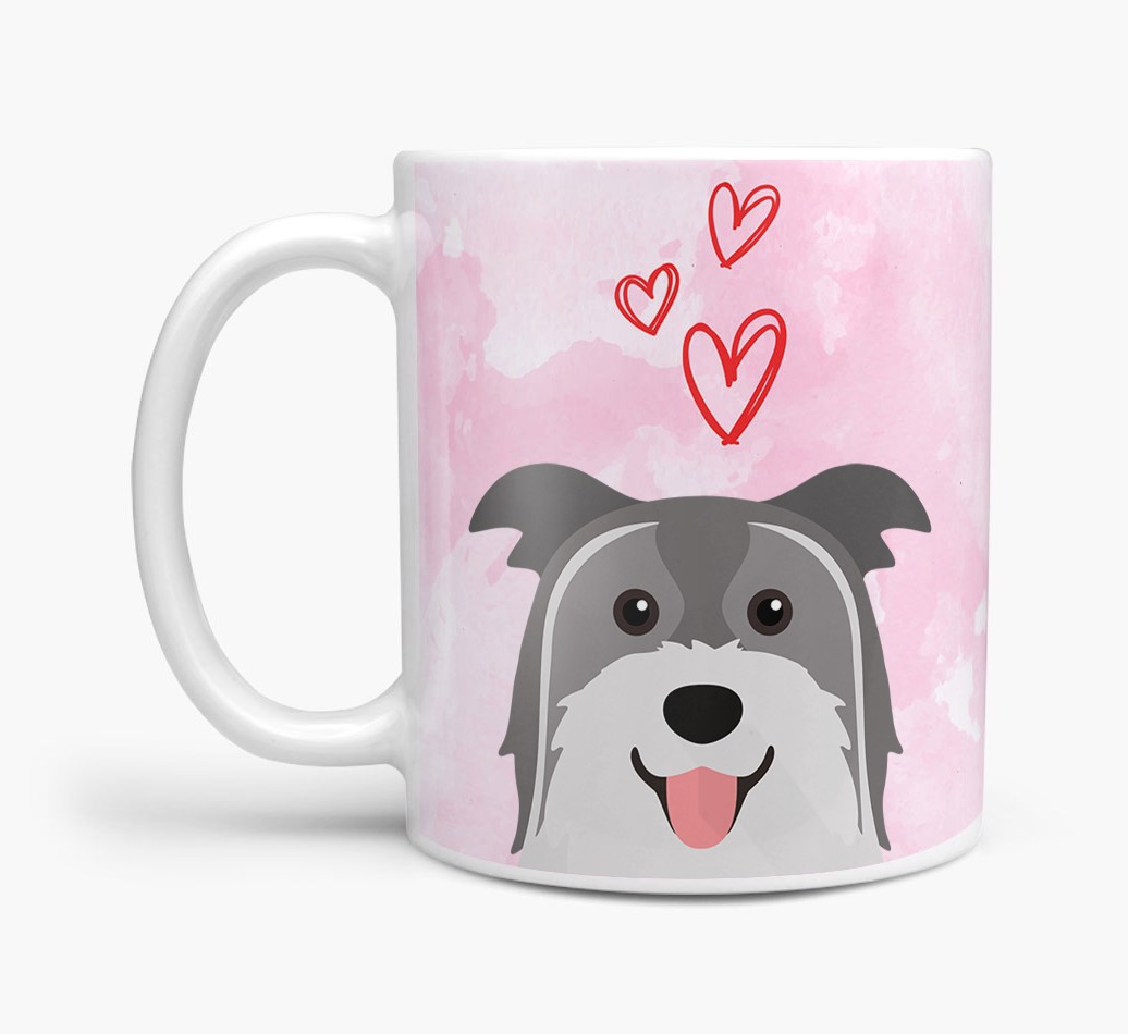 'Peeking {breedShortName} & Hearts' - Personalized {breedFullName} Mug - Side View
