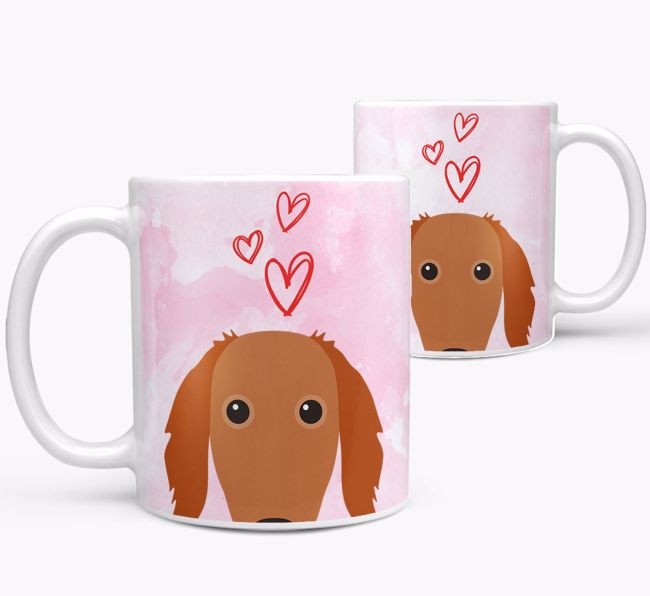 Peeking {breedFullName} Icon and Hearts Mug