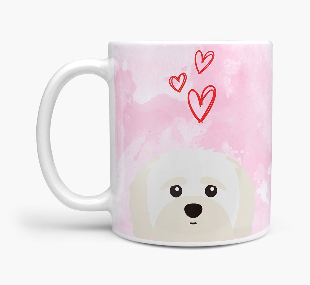 'Peeking {breedShortName} & Hearts' - Personalised {breedFullName} Mug - Side View