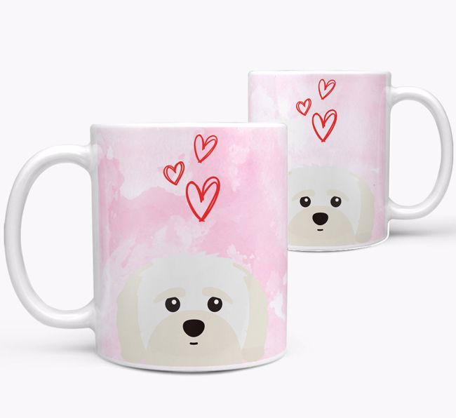 Peeking {breedFullName} Icon and Hearts Mug