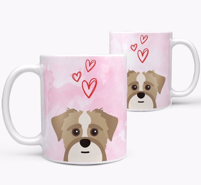 Peeking {breedFullName} Icon and Hearts Mug