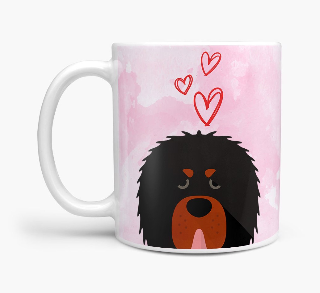 'Peeking {breedShortName} & Hearts' - Personalized {breedFullName} Mug - Side View