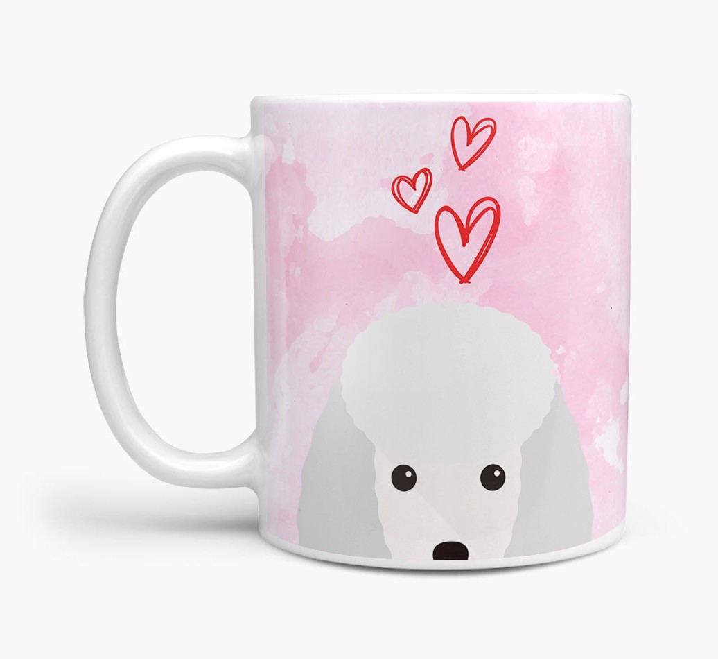 'Peeking {breedShortName} & Hearts' - Personalised {breedFullName} Mug - Side View