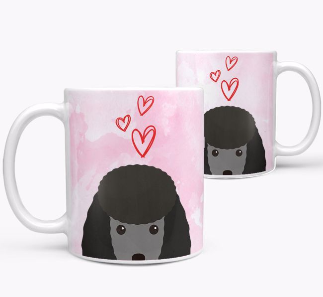 Peeking {breedFullName} Icon and Hearts Mug