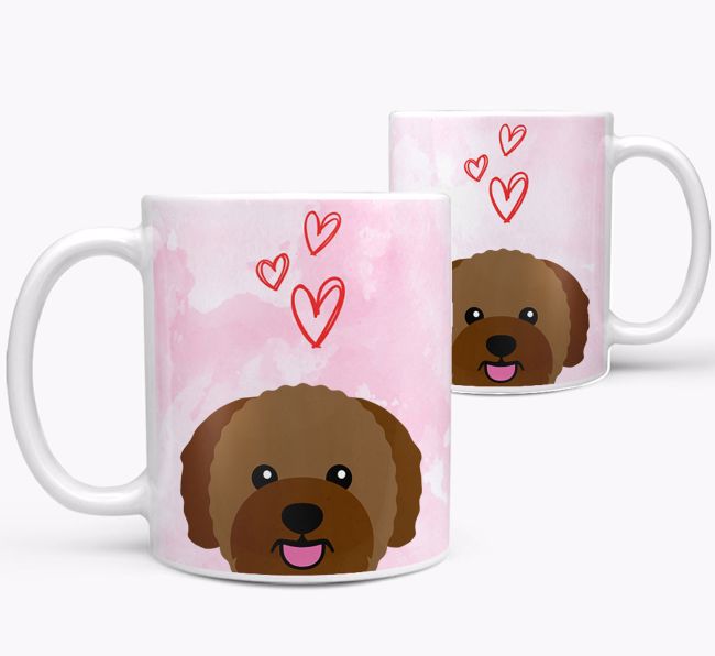 Peeking {breedFullName} Icon and Hearts Mug