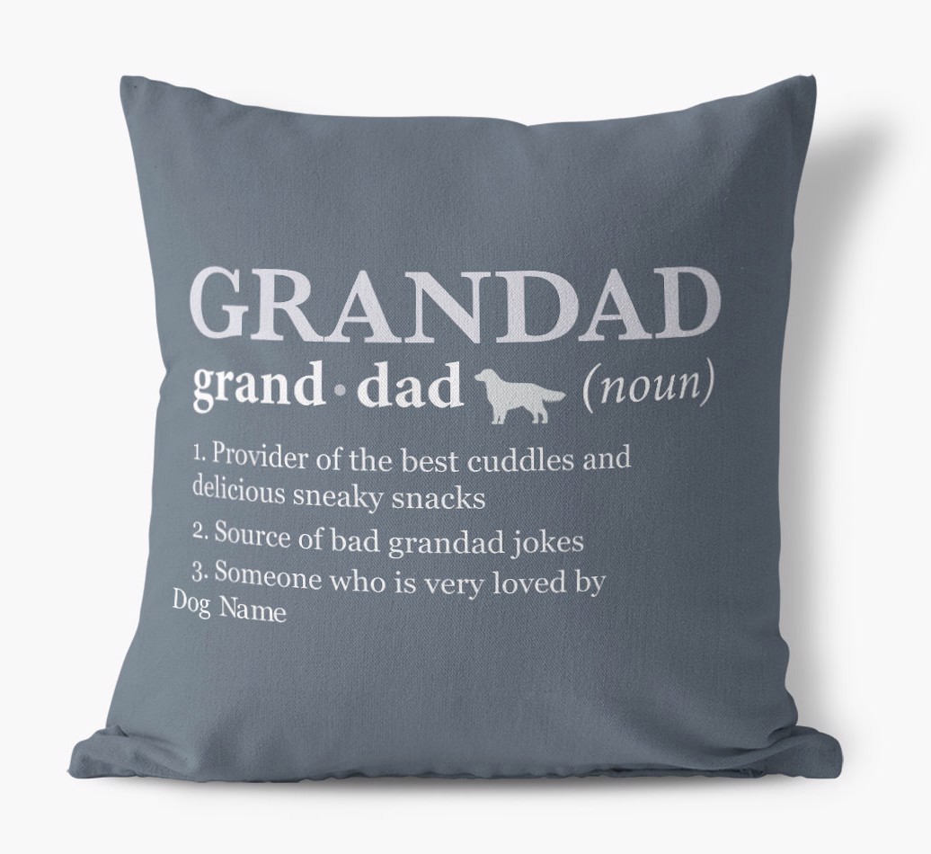 Definition of Grandad: Personalised {breedFullName} Canvas Cushion - front view