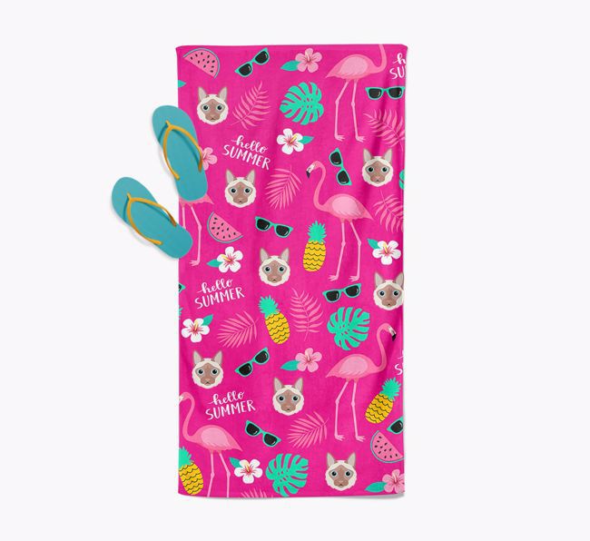 'Flamingo & {breedFullName} Icon Pattern' - Personalized Towel