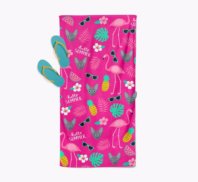 'Flamingo & {breedFullName} Icon Pattern' - Personalised Towel