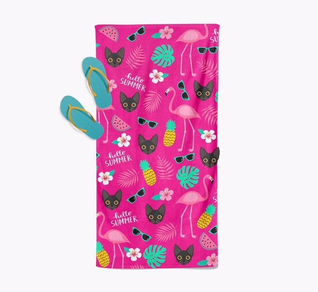 'Flamingo & {breedFullName} Icon Pattern' - Personalized Towel