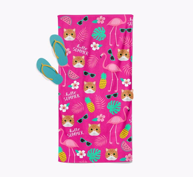 'Flamingo & {breedFullName} Icon Pattern' - Personalised Towel