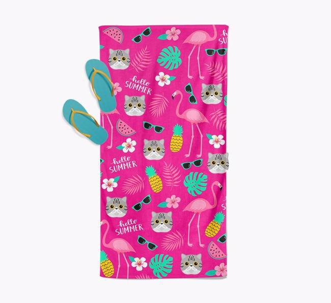 'Flamingo & {breedFullName} Icon Pattern' - Personalized Towel