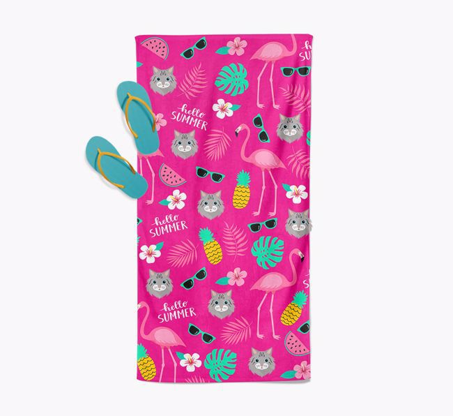'Flamingo & {breedFullName} Icon Pattern' - Personalized Towel