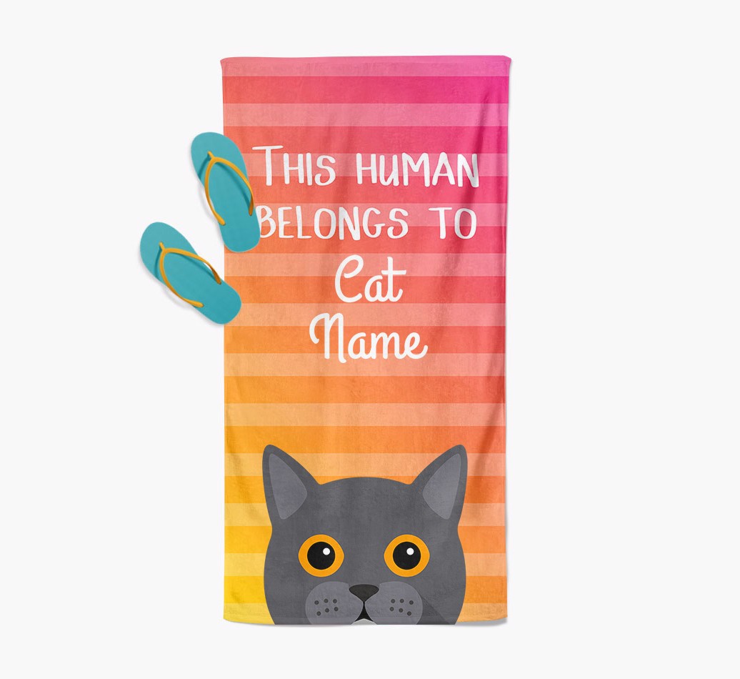 'This Human Belongs to...' - Personalised {breedCommonName} Towel with slippers