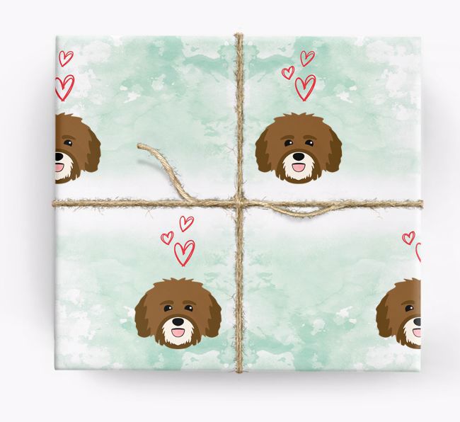 {breedCommonName} Icons & Hearts Wrapping Paper