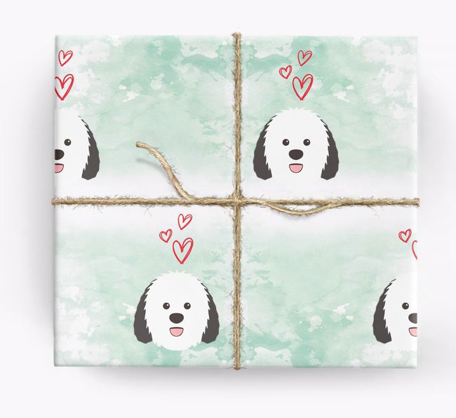 {breedCommonName} Icons & Hearts Wrapping Paper