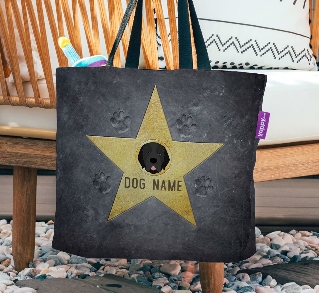 Star of Fame: Personalised {breedFullName} Canvas Bag - hanging on a chair