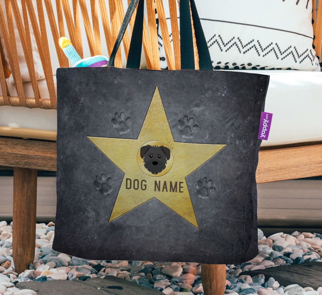 Star of Fame: Personalized {breedFullName} Canvas Bag - hanging on a chair