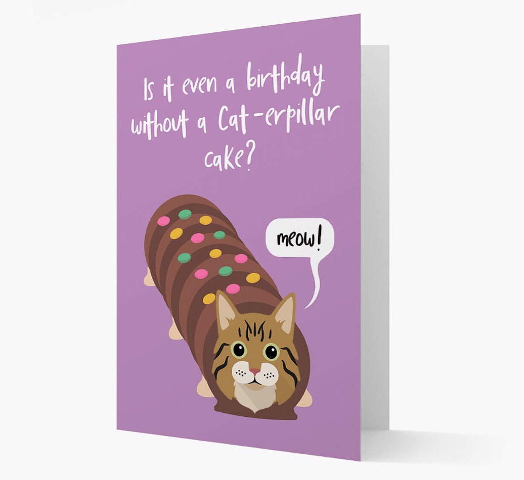 'Cat-erpillar Cake' - Personalised {breedCommonName} Card front