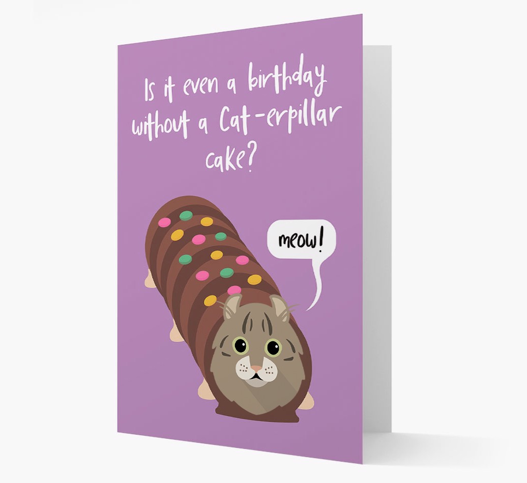 'Cat-erpillar Cake' - Personalised {breedCommonName} Card front