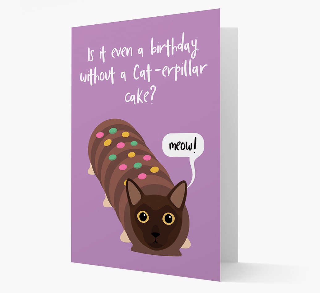'Cat-erpillar Cake' - Personalised {breedCommonName} Card front
