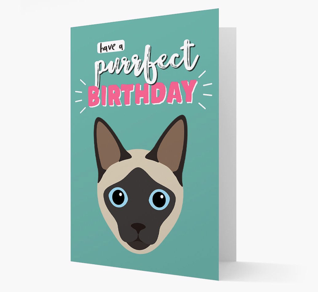 'Have a Purrfect Birthday' - Personalised {breedCommonName} Card front