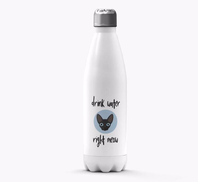 'Drink Water Meow' - Personalised {breedFullName} Water Bottle