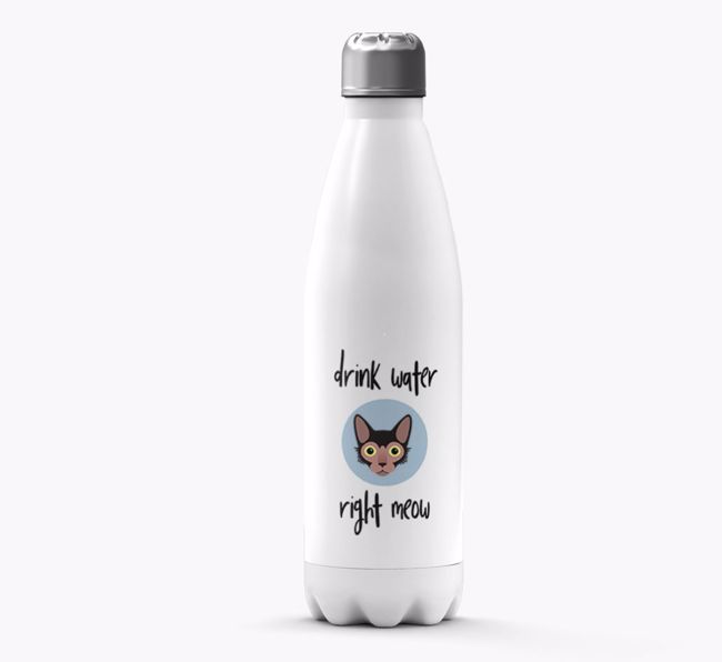 'Drink Water Meow' - Personalised {breedFullName} Water Bottle