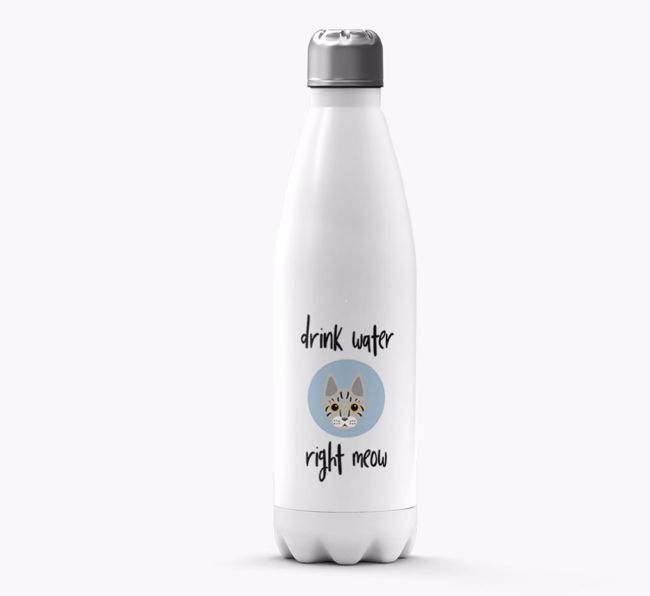 'Drink Water Meow' - Personalised {breedFullName} Water Bottle