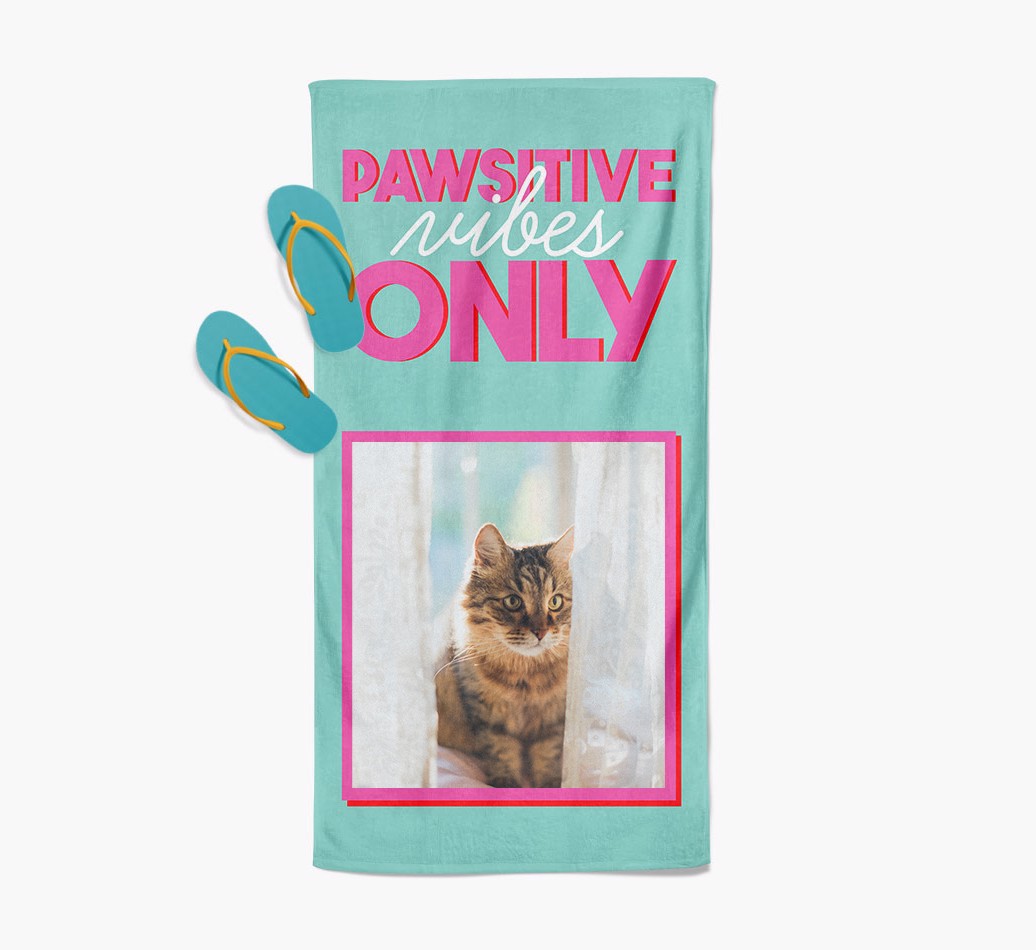 'Pawsitive Vibes Only' Towel with a photo of your {breedFullName} Portrait view